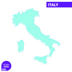 Outline Map of Italy Vector Design Template. Editable Stroke