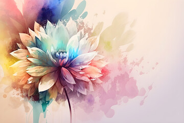 Colorful abstract flower illustration with copyspace, Generative AI