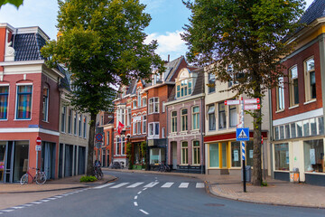 Street with colorful houses in Groningen, Netherlands