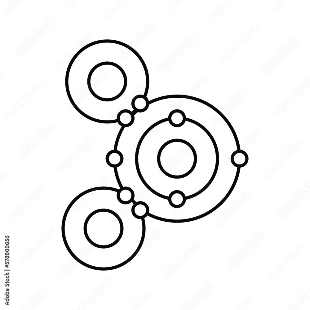 Poster atom molecular structure line icon vector illustration