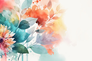 Colorful abstract flower illustration with copyspace, Generative AI