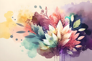Colorful abstract flower illustration with copyspace, Generative AI