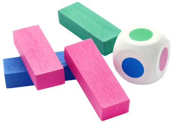 Jenga game of colorful wooden blocks