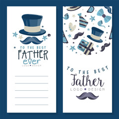 To the best father ever greeting card template. Happy Father Day invitation card, flyer, front and back side vector