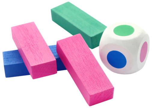 Jenga game of colorful wooden blocks