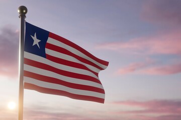 Flag at dawn in the wind Liberia