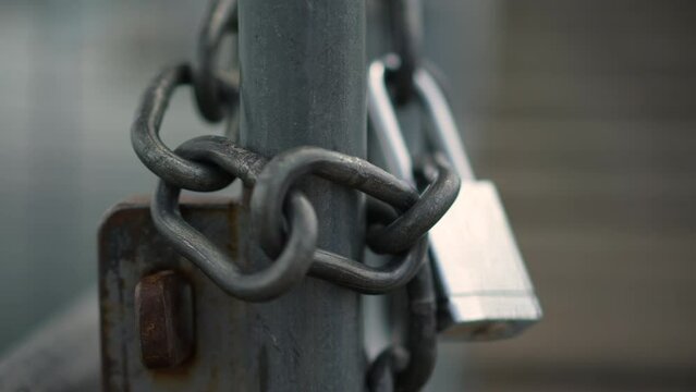 Gate fence Lock protection at security industrial place
