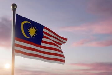 Flag at dawn in the wind Malaysia