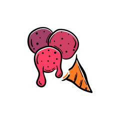 Ice cream melt hand drawn doodle icon logo design clip art vector illustration