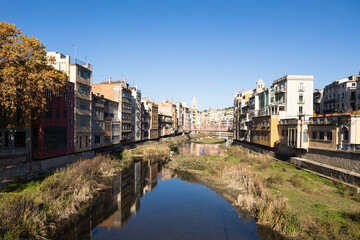 Fototapeta na wymiar Girona cityscape with river view, Spain