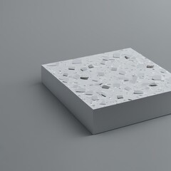 3D concrete, beauty product, gray display, cosmetic promotion. Pedestal podium on white background. Natural rock, grey stone. Minimal, industrial scene. Abstract 3d render with copy space