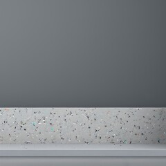 3D concrete, beauty product, gray display, cosmetic promotion. Pedestal podium on white background. Natural rock, grey stone. Minimal, industrial scene. Abstract 3d render with copy space
