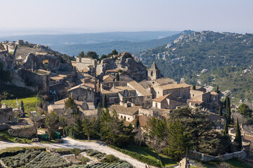 Obraz premium Village médiéval des Baux-de-Provence depuis le donjon du château fort