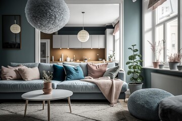 Cozy Danish Living Room with a Minimalist Scandinavian Interior Design