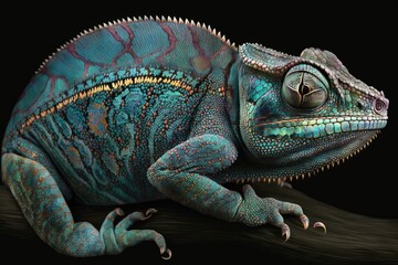 Panther chameleon skin examined in exquisite detail. Generative AI