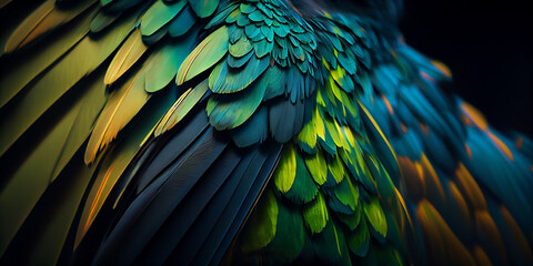 Fototapeta premium red and yellow feathers,Generative AI