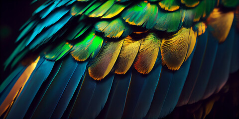 Obraz premium red and yellow feathers,Generative AI