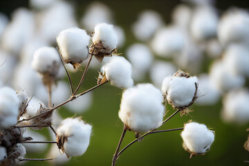 cotton balls grow on a cotton farm, generative AI