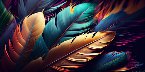 red and yellow feathers,Generative AI