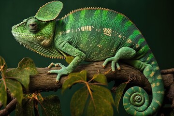 An arboreal chameleon of green. Generative AI