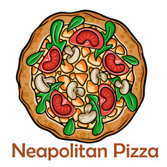 Pizza Margarita with tomato, mozzarella, pesto sauce, basil. Neapolitan round pizza on white background