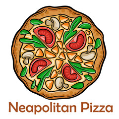 Pizza Margarita with tomato, mozzarella, pesto sauce, basil. Neapolitan round pizza on white background