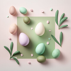 Wielkanocne jajka - tło pastelowe - Easter eggs - pastel background - AI Generated - obrazy, fototapety, plakaty