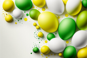 Zielono żółte jajka wielkanocne - papeteria - Green yellow Easter eggs - stationery - AI Generated - obrazy, fototapety, plakaty