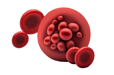 red blood cells erythrocytes clot in the shape of sphere isolated transparent png background. Scientific and medical concept. Transfer of important elements in the blood to protect the body