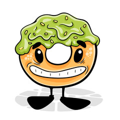 Donut. Funnny cartoon character. Vector isolated background
