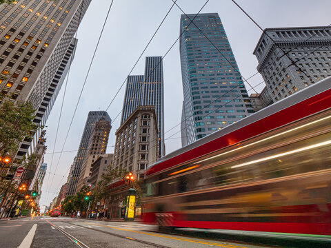 San Francisco Metro Train at downtown City