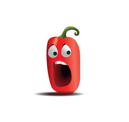 Cartoon chili peppers on a white background. Vector illustration	