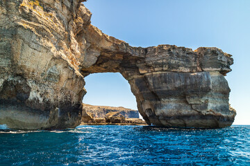 Fototapeta na wymiar View on Azure Window rock formation at Gozo island in Malta