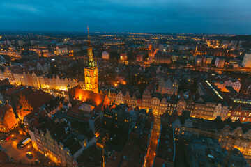 Obraz premium Panoramic view at the historical city center of Gdansk, Poland