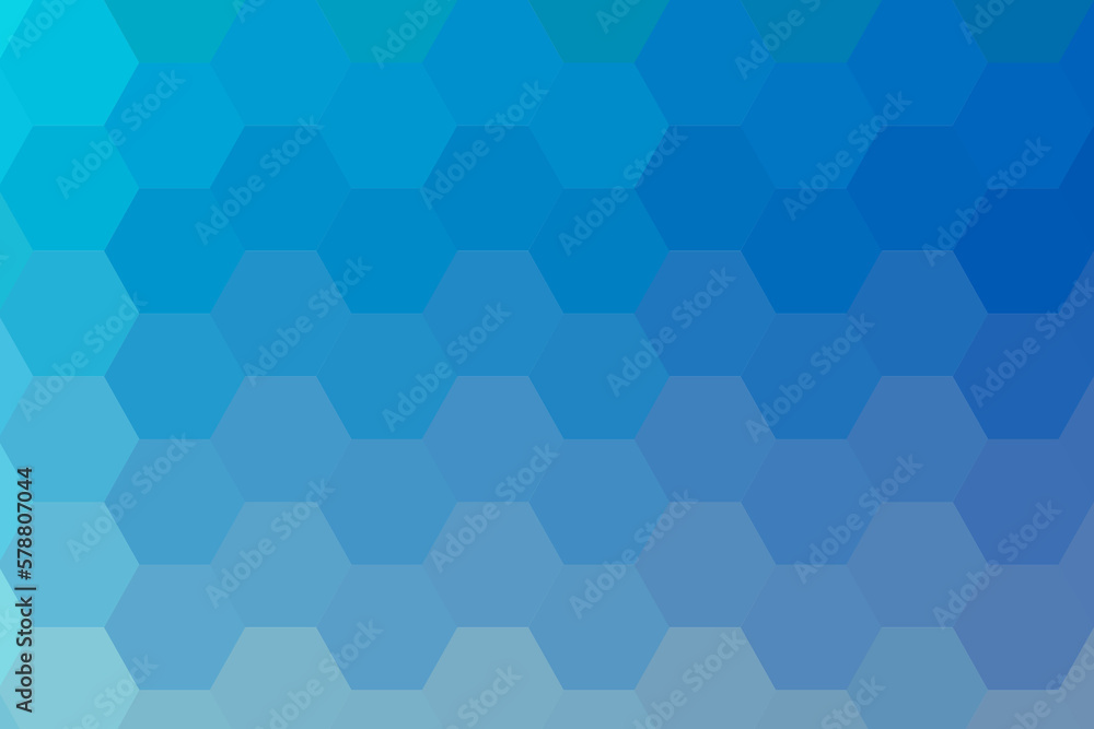 Wall mural Background of blue colored hexagons, gradient background	
