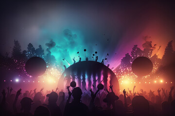 summer music night party background. Illustration AI Generative