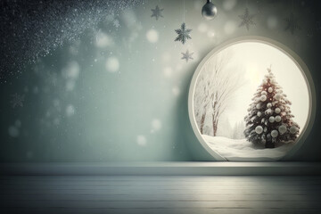 Fototapeta na wymiar Fabulous Merry Christmas red empty background. Illustration AI Generative