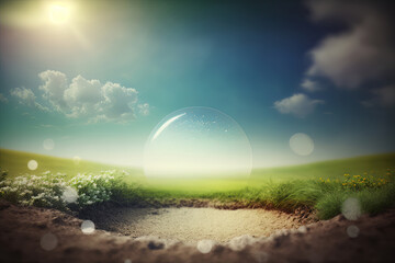 Summer floral bright background for text. Illustration AI Generative