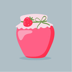 Illustration Glass Jar of  Strawberry Jam