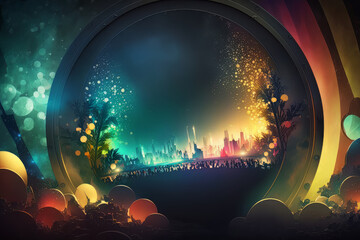 summer music night party background. Illustration AI Generative