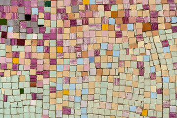 Abstract background, glossy texture of mosaic tiles on the wall.