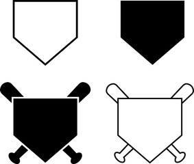 Baseball Home Plate Icon. Template Design. Silhouette. Playing. Home base. Sport. Logo
