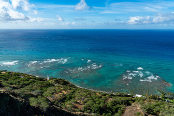 View from the Diamond Head trail in Oahu, Hawaii