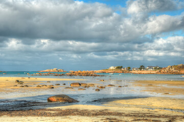 Joli paysage de la côte de granit rose à Landrellec en Bretagne - France