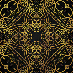 Golden abstract mandala luxury style pattern design