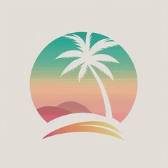 Fototapeta na wymiar Minimalistic palm tree logo illustration created using generative AI.