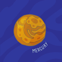 Planet of solar system cartoon, Mercury. Vector illustration