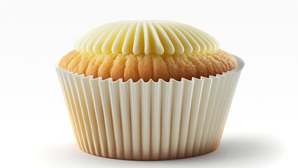Vanilla muffin cupcake on white background isolated image food