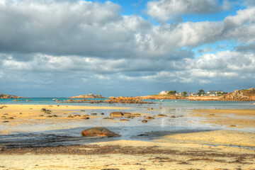 Belle vue sur la côte de granit rose à Landrellec en Bretagne - France