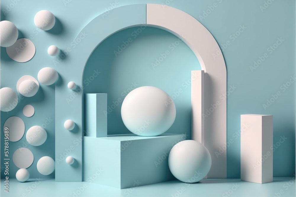 Poster abstract minimal scene with geometrical forms